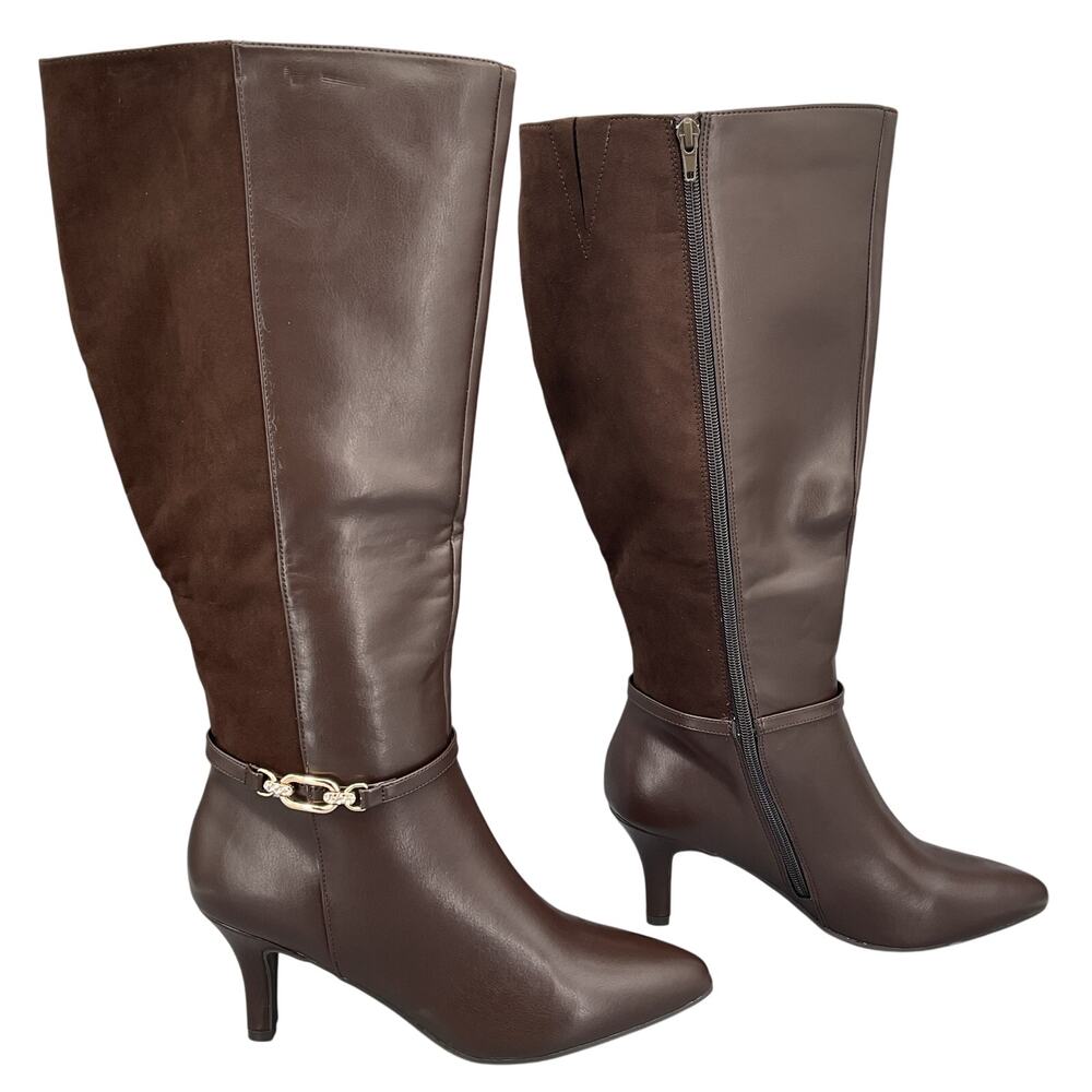 NEW Karen Scott Women’s Freyln Comfort Insole Knee High Boots Brown Size 5M